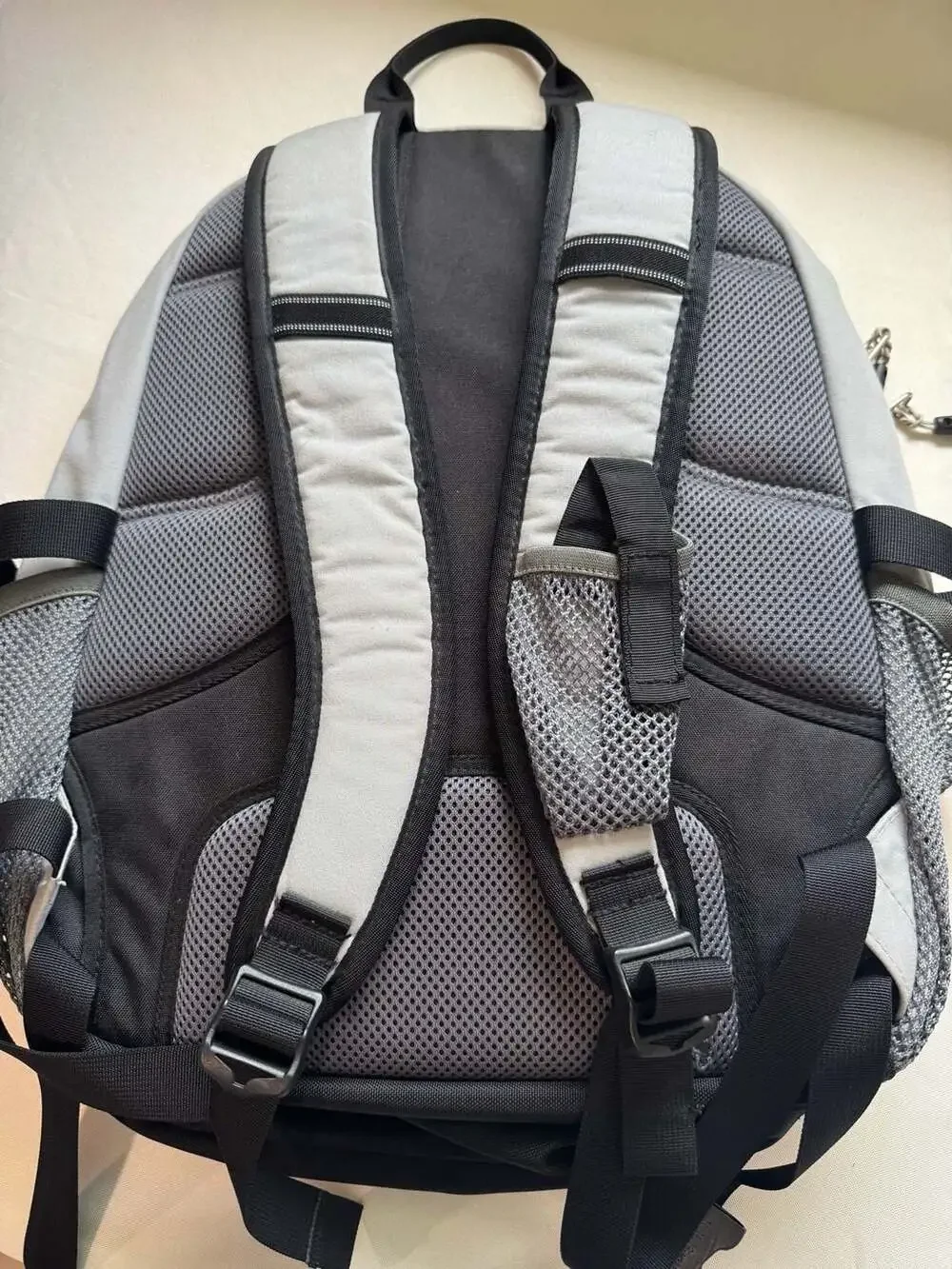 L.L.Bean Gray Black Backpack Monogram K Hiking Travel School Daypack